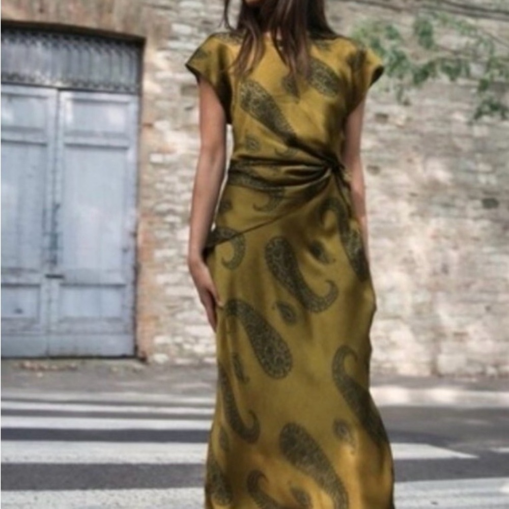 Zara Gold Paisley Dress